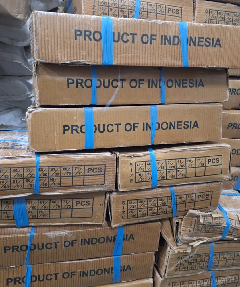 Cartons marked Product of Indonesia